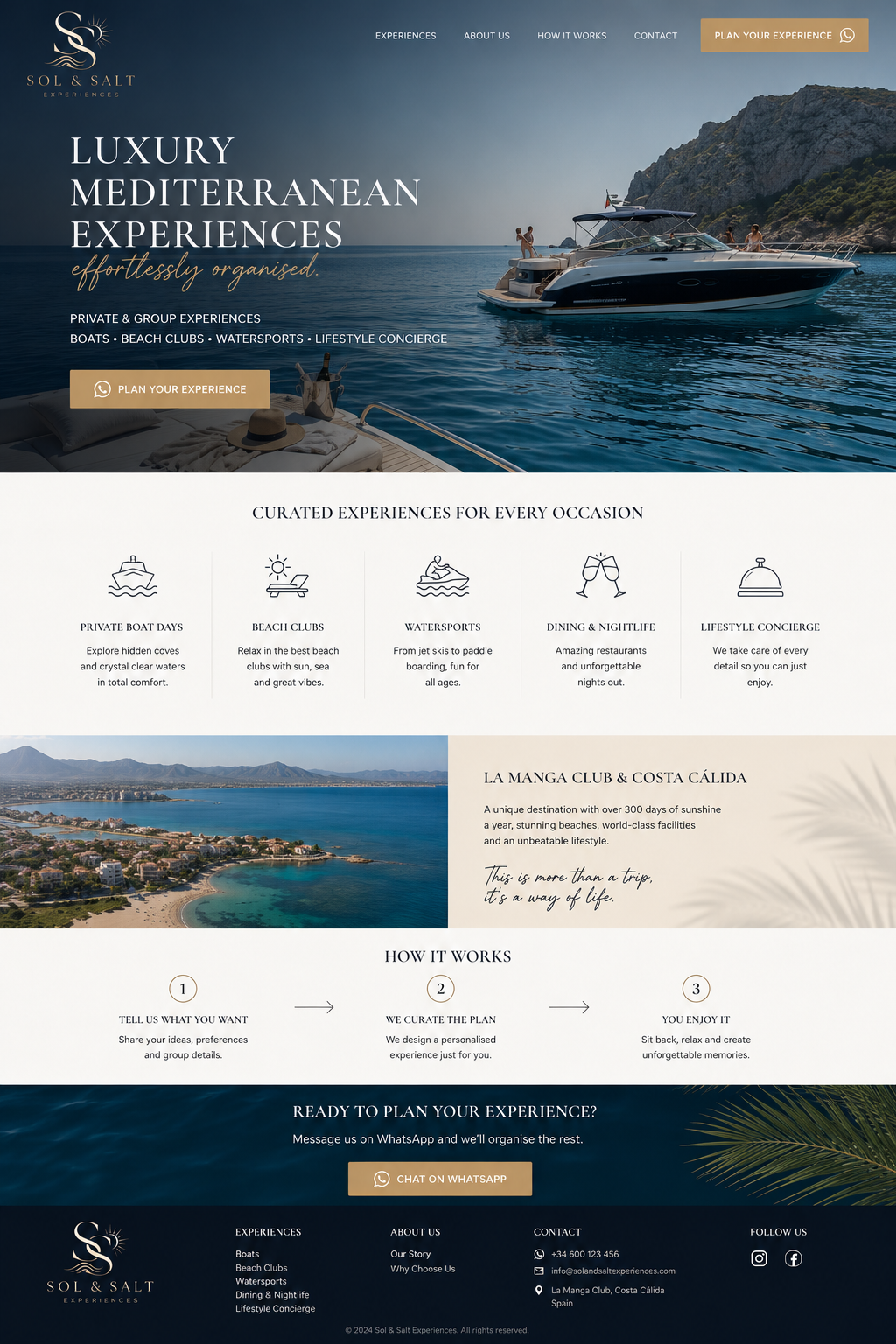 Sol & Salt Experiences website design